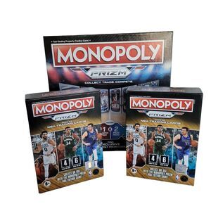 New Monopoly Panini Prizm NBA Trading Card Edition game Plus 2 Booster Boxes